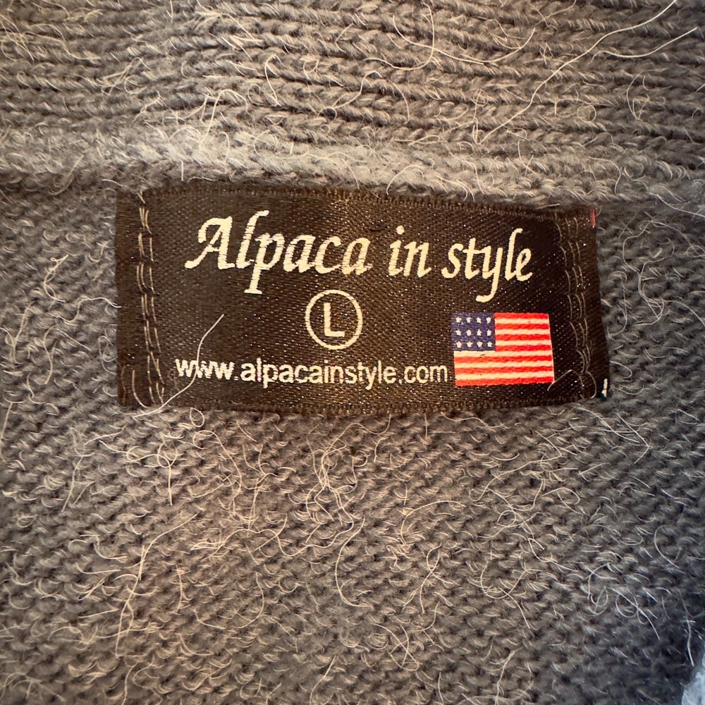 Alpaca in Style Cardigan Duster-!00% Alpaca Wool-Blue-Size Large-Made in America - Picture 4 of 14